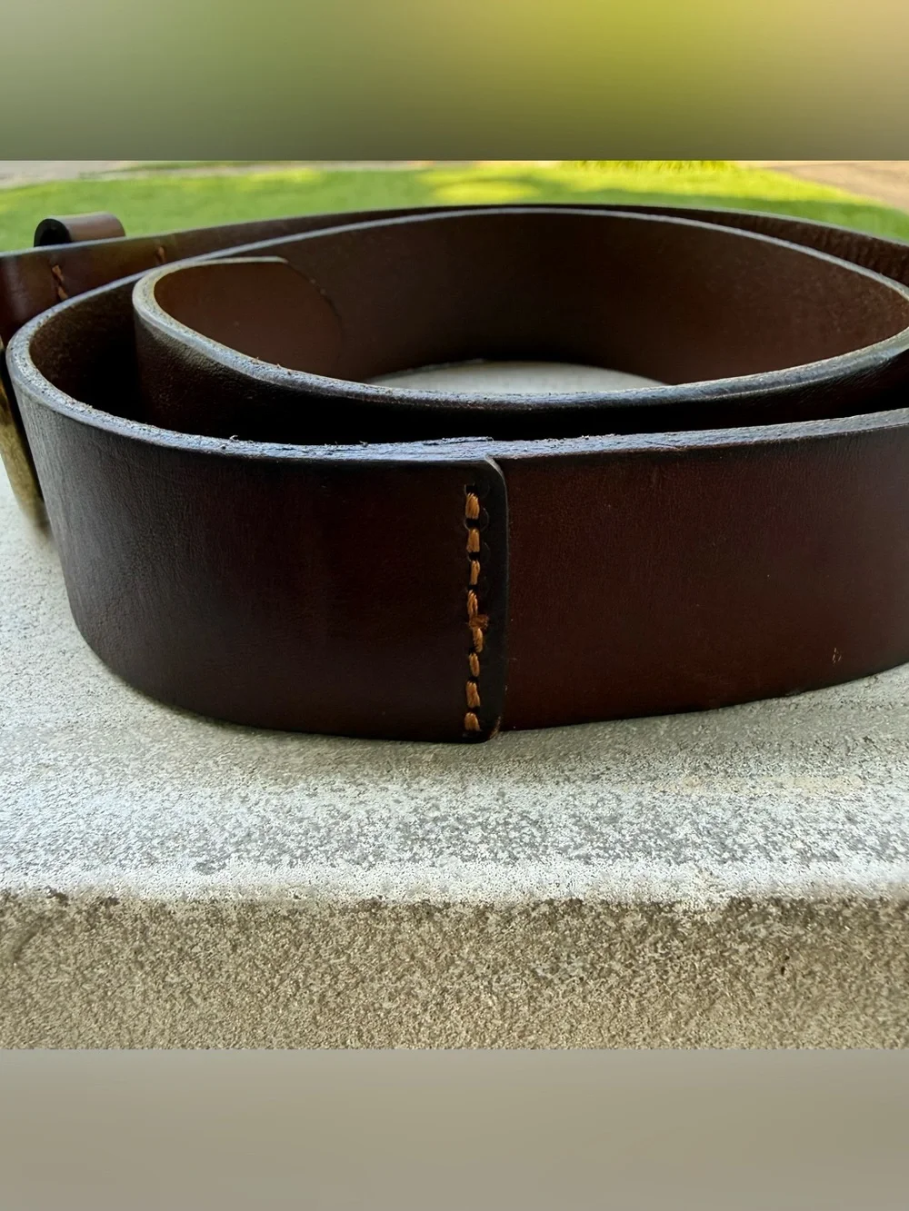 GAP Leather Women’s Classic Boho Contour Belt Brown Brass Buckle Size S/M